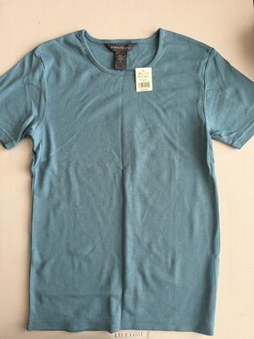 🩵BANANA REPUBLIC Steel Blue Cotton Tee Top NWT